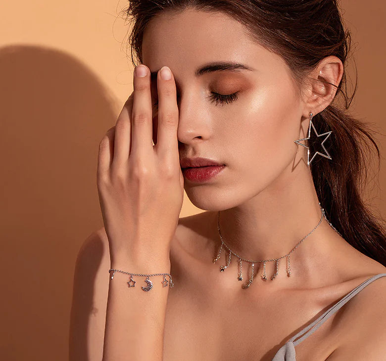 Star and Moon Necklace for Women