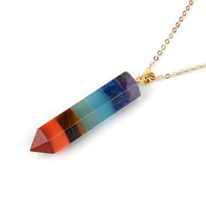 Hexagonal Chakra Pendant with Natural Stone Crystal