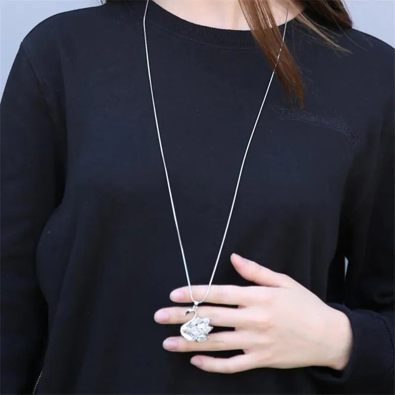 Swan Sweater Chain with Waterdrop Zircon Pendant