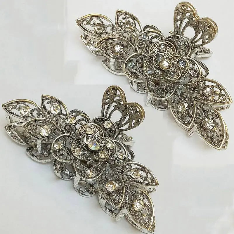 Large Retro Flower Hairpin Clip – Vintage European Style Alloy Hair Accessory for Women