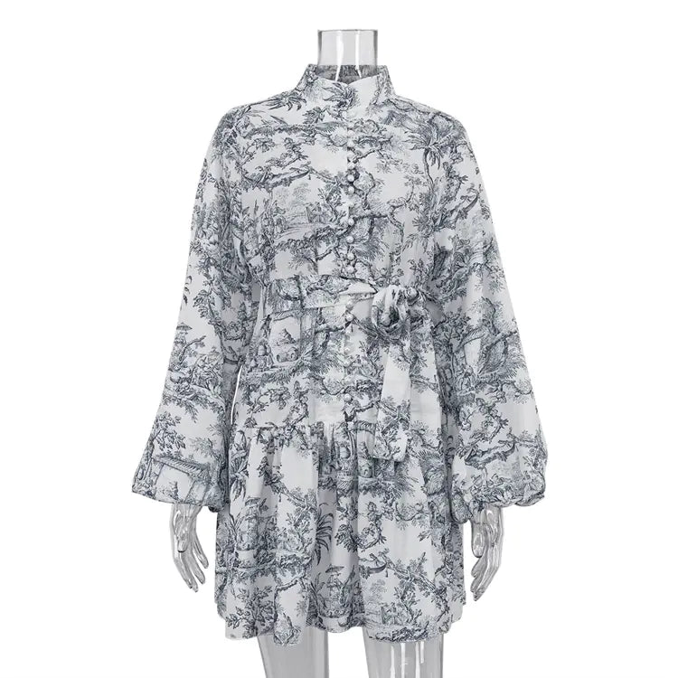 Fashionable Backless T-Shirt with Bow Tie and Print