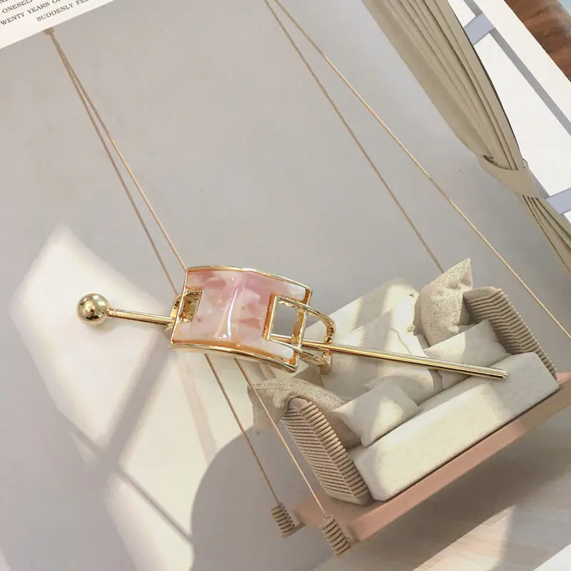 Geometric Alloy Hairpin for Vintage Elegant Style