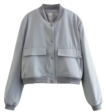 Loose Casual Bomber Jacket for Women – Lightweight Streetwear Coat