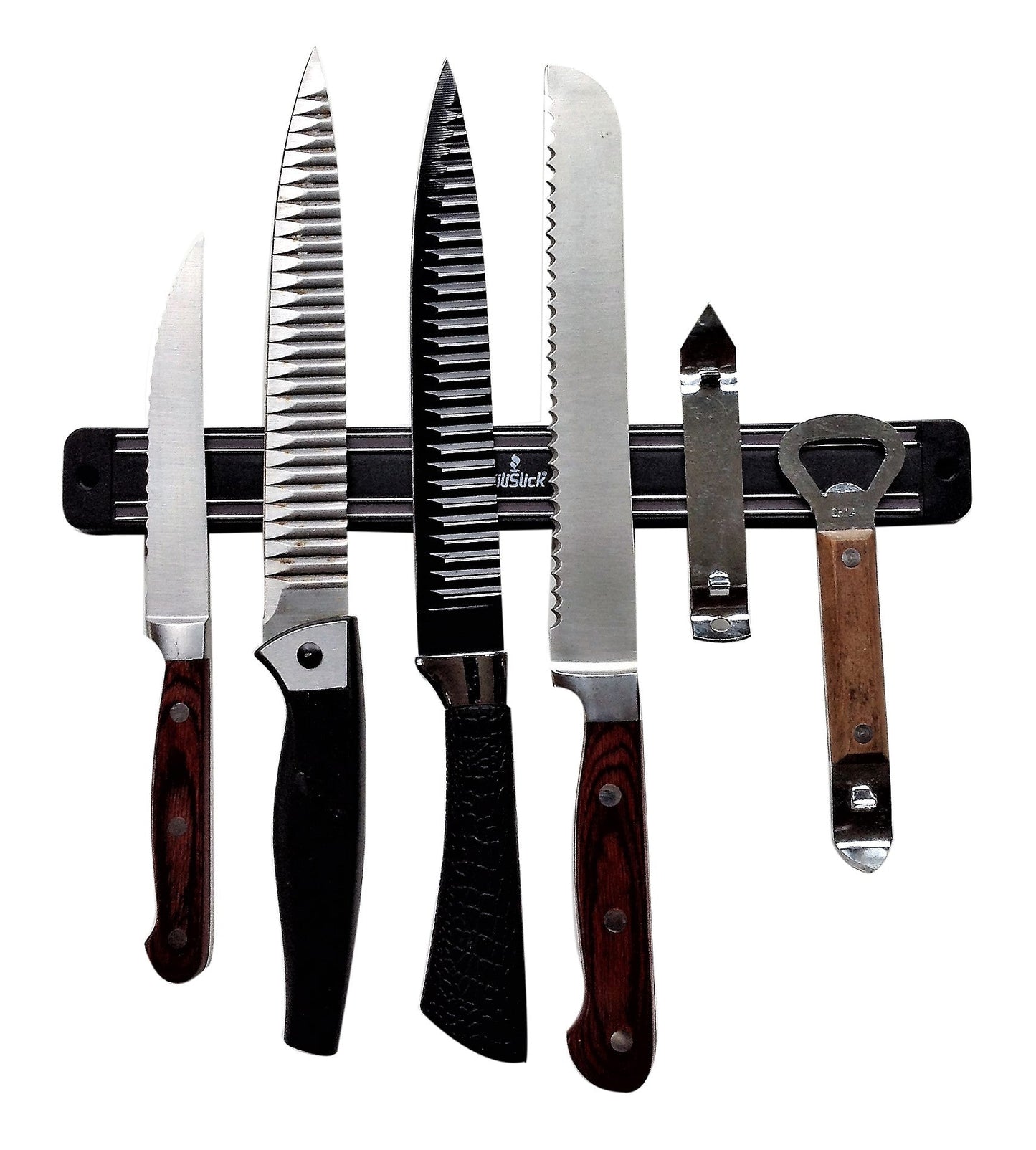 Magnetic Knife & Tool Rack – Heavy-Duty Wall Mount Strip, Holds 8 Tools – Black