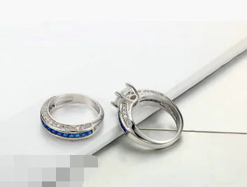 Stylish Square Zirconia Women's Ring Set in Platinum