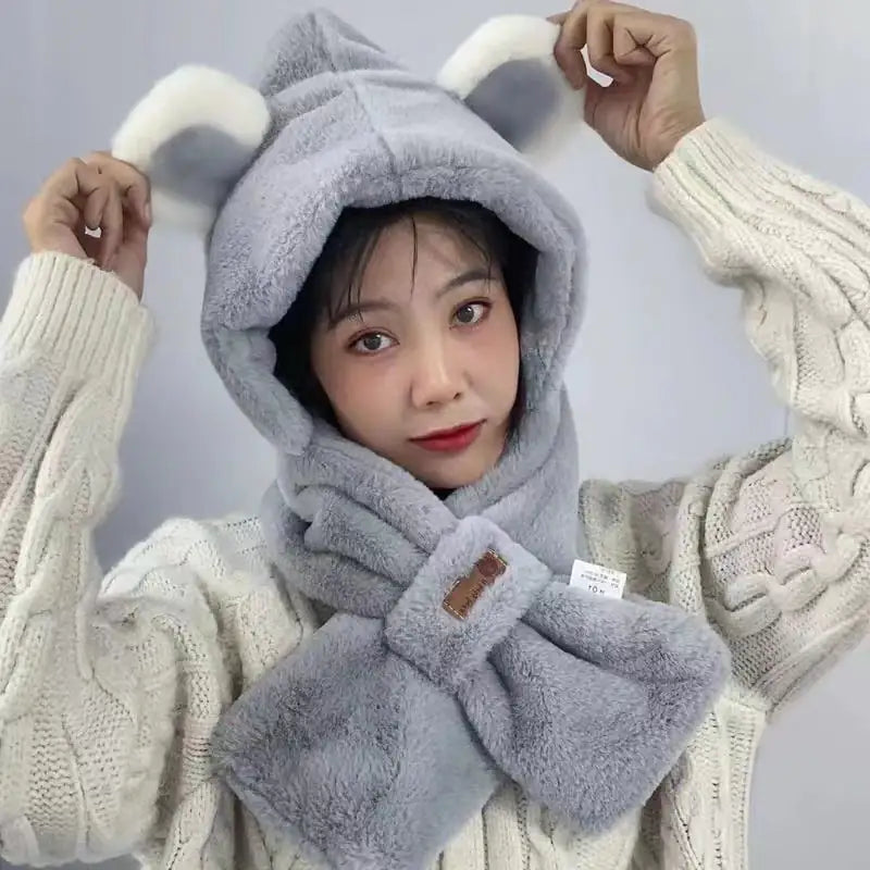 Women's Thickened Warm Plush Hat and Scarf Set