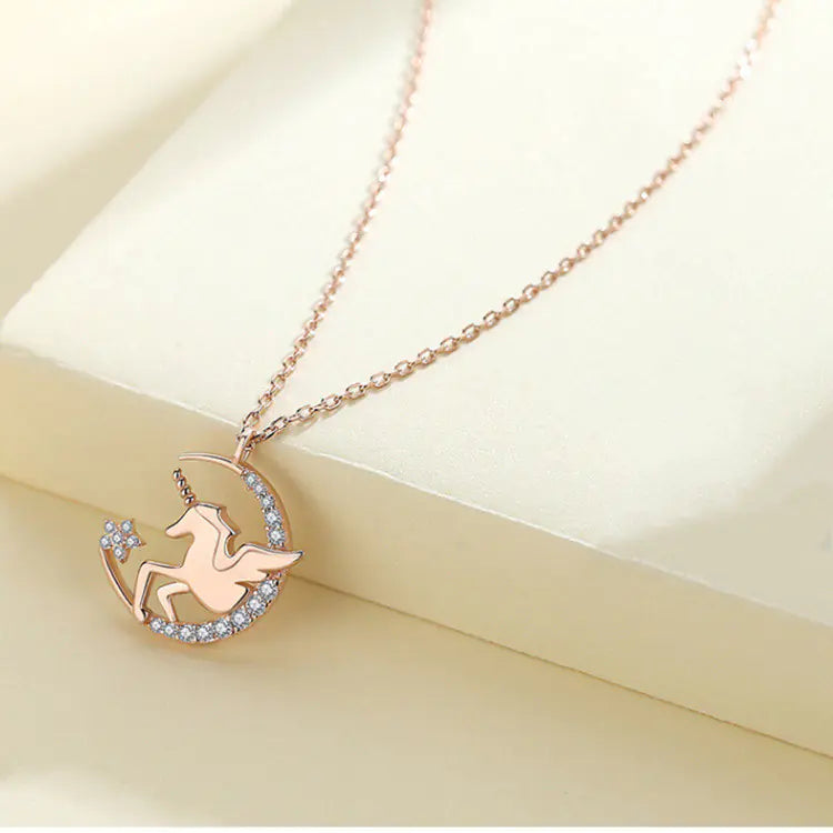 Unicorn Tears Star Moon Necklace for Women, Minimalist