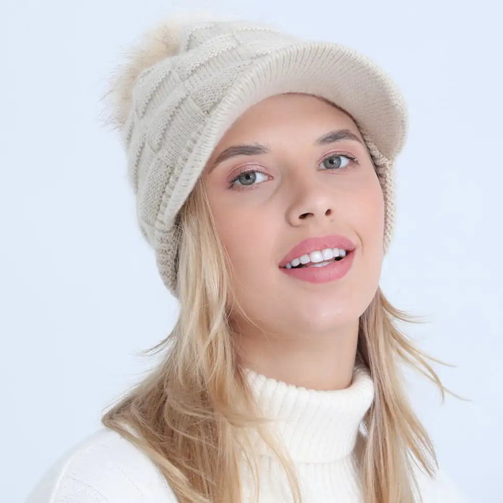 Thick Jacquard Knitting Wool Square Warm Hat