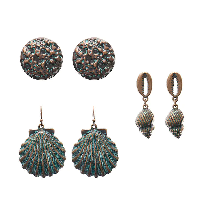 Fashion Minimalist Alloy Floral Tassel Earrings Set (3pcs)