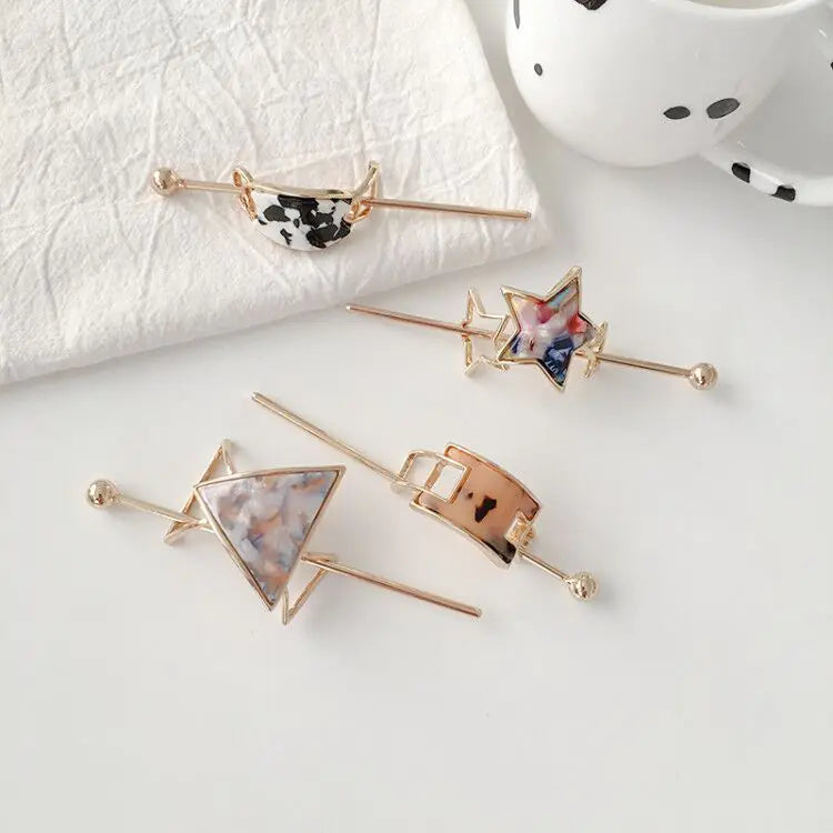 Geometric Alloy Hairpin for Vintage Elegant Style
