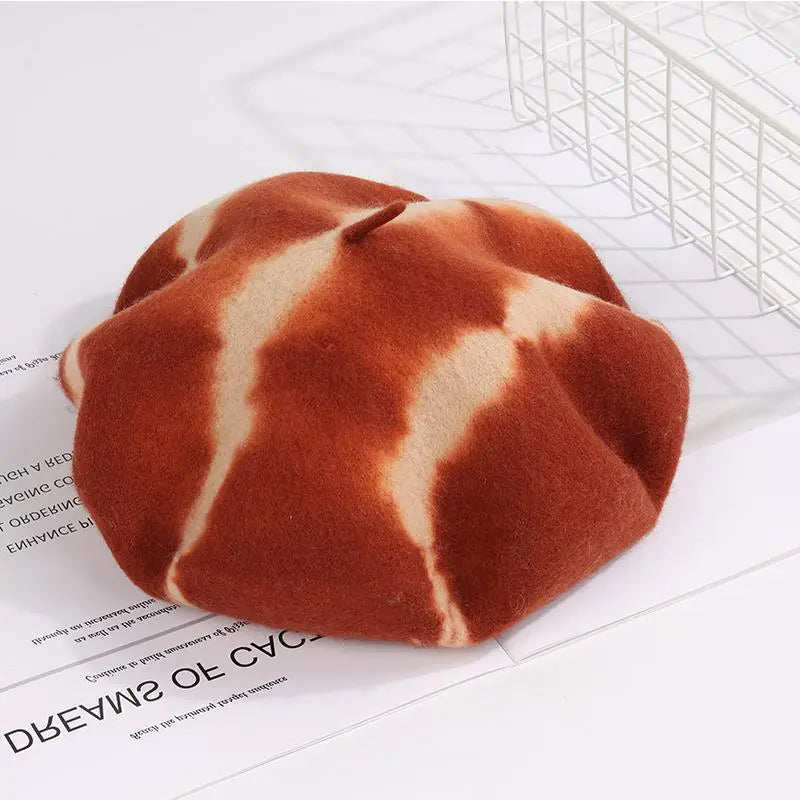 Tie-Dyed Fine Wool Beret Hat