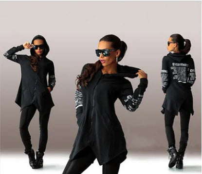 Graffiti Letter Hoodie Zipper Jacket for Women