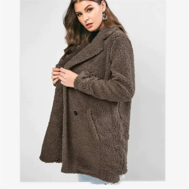 Mid-Length Blended Wool Coat for Women
