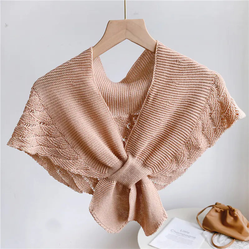 Ladies' Hollow Knit Shawl Cape and Scarf Vest