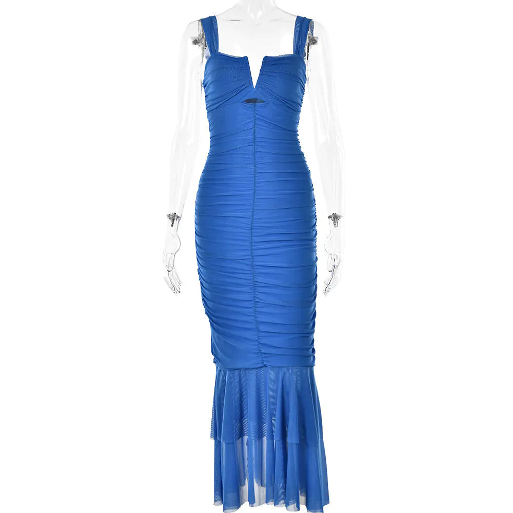 Fashionable Spring Summer Spliced Midi Dress FD9738
