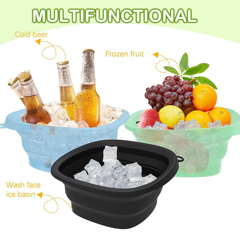 Square Foldable Silicone Face Ice Bath Bowl – Portable Skincare Dipping Tool