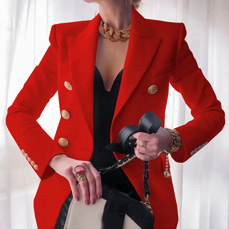 Elegant Double Breasted Slim Fit Ladies Blazer