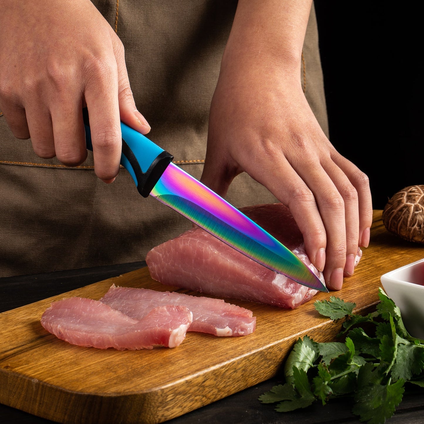 4-Piece Steak Knife Set – Blue Handle, Serrated Stainless Steel Blades