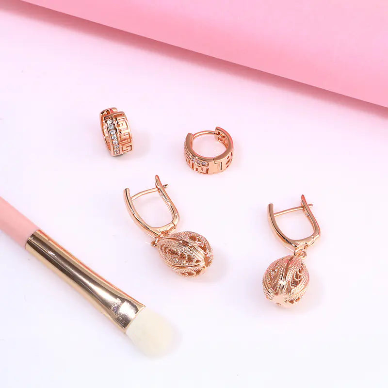 Rose Gold Chinese Style Earrings with Zircon – Creative Traditional-Inspired Jewelry for Women