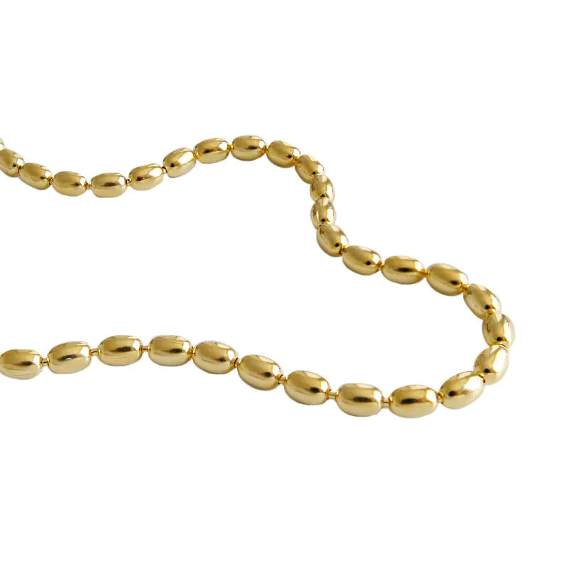 Sterling Silver Oval Bead Necklace for Women