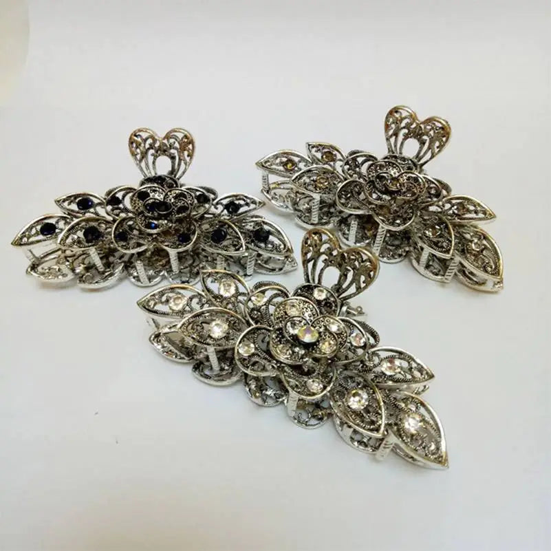 Large Retro Flower Hairpin Clip – Vintage European Style Alloy Hair Accessory for Women