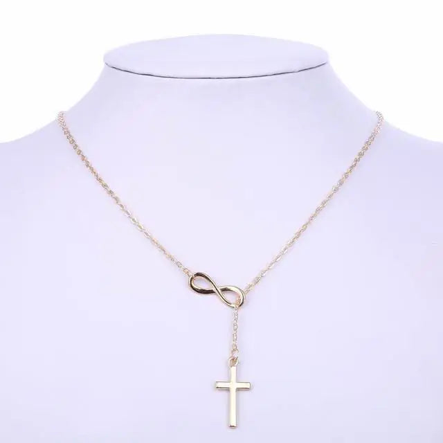 Simple Solid Color Cross Necklace for Women