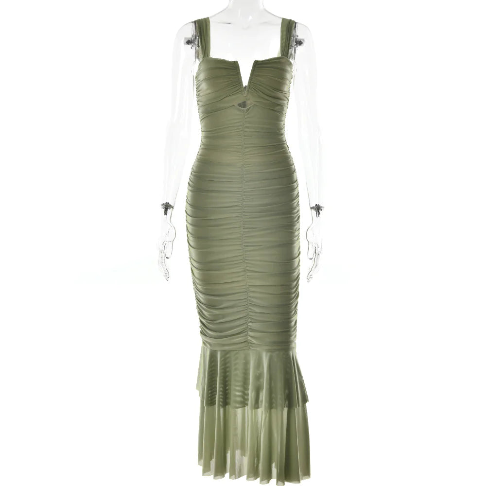 Fashionable Spring Summer Spliced Midi Dress FD9738