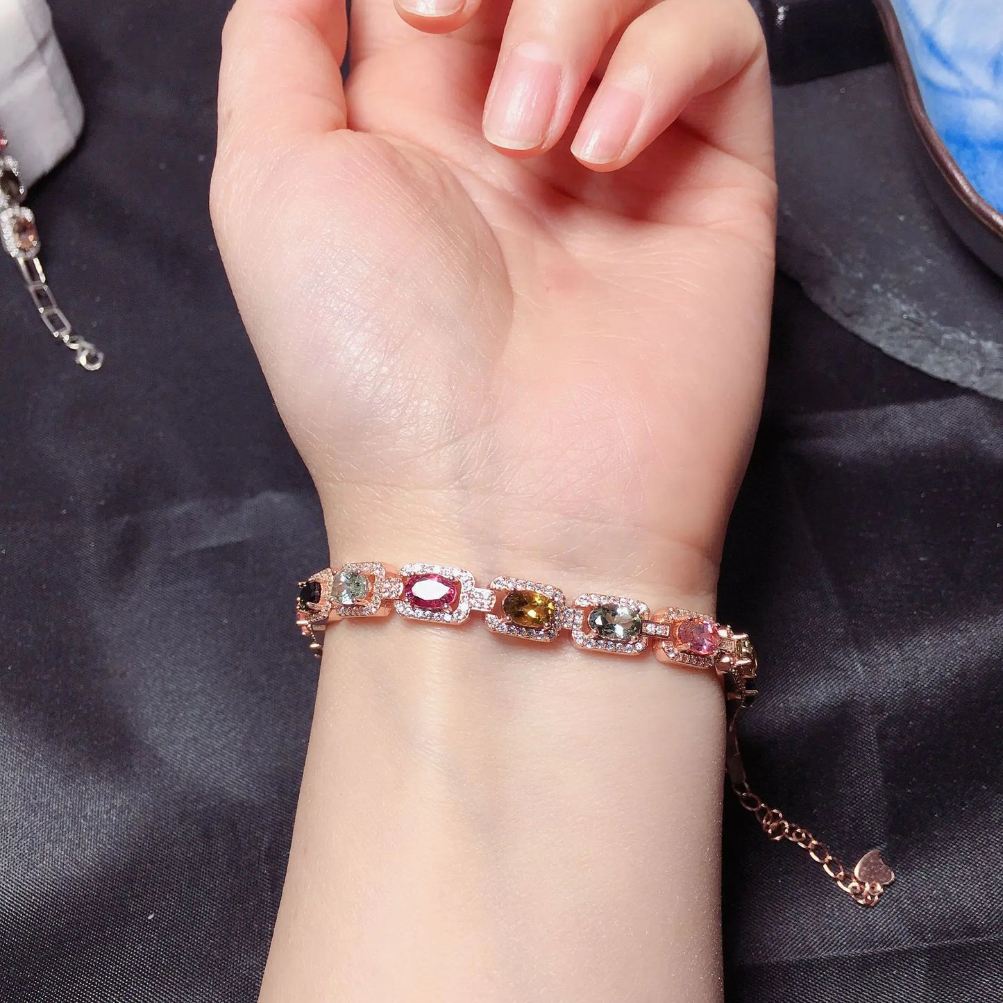 Natural Tourmaline Bead Bracelet for Women – Handmade Crystal Healing Stone Jewelry