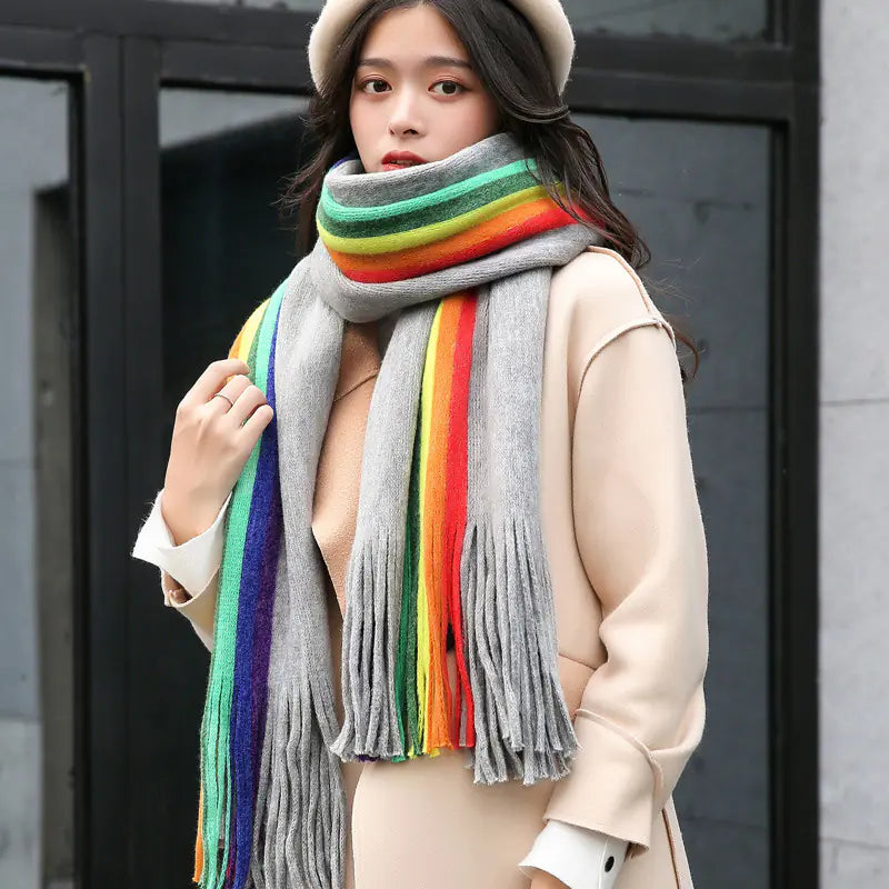 Rainbow Scarf for Women - Versatile Autumn Winter Wrap