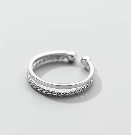 S925 Sterling Silver Double Twist Ring for Women – Elegant Layered Stackable Design