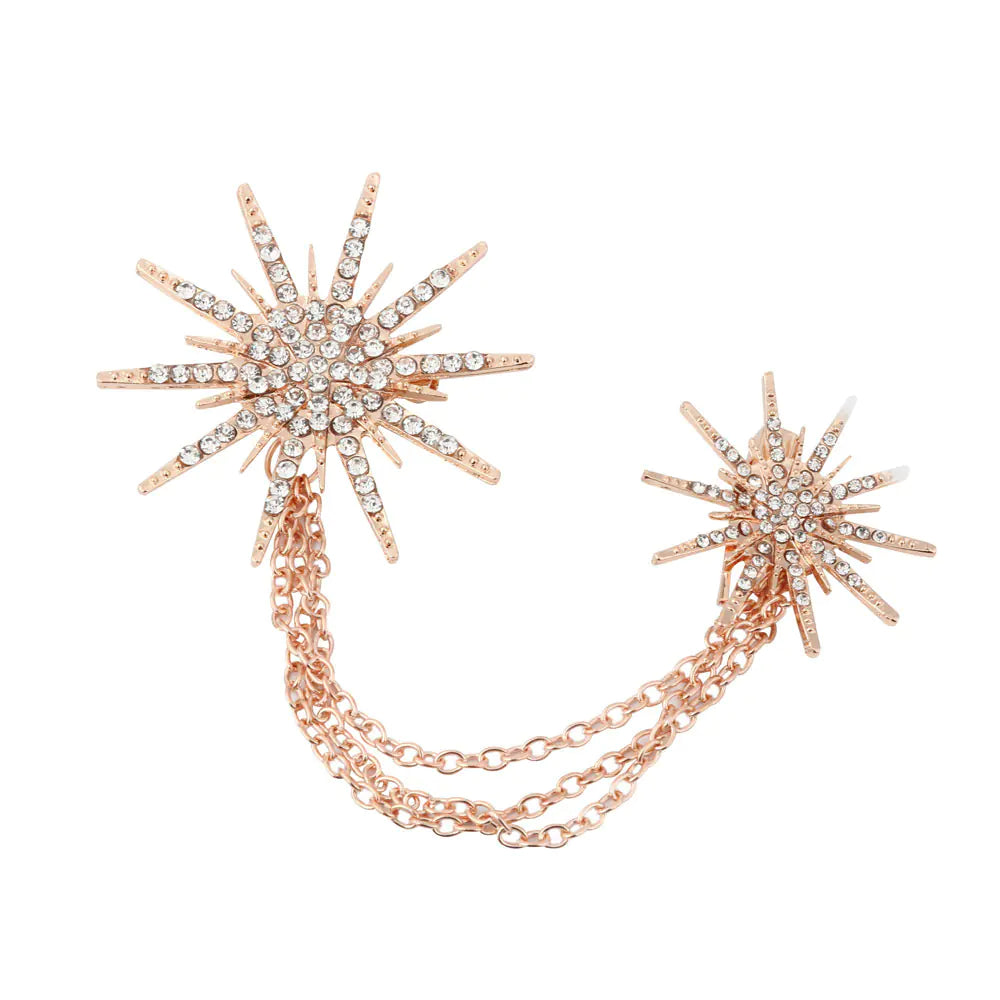Exaggerated Octagonal Rhinestone Brooch with Tassel
