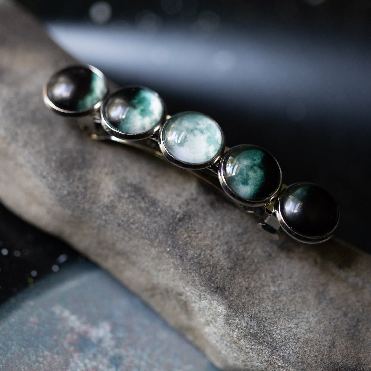 Moon Phase Hair Clip β Celestial Barrette for Stargazers & Bridesmaids
