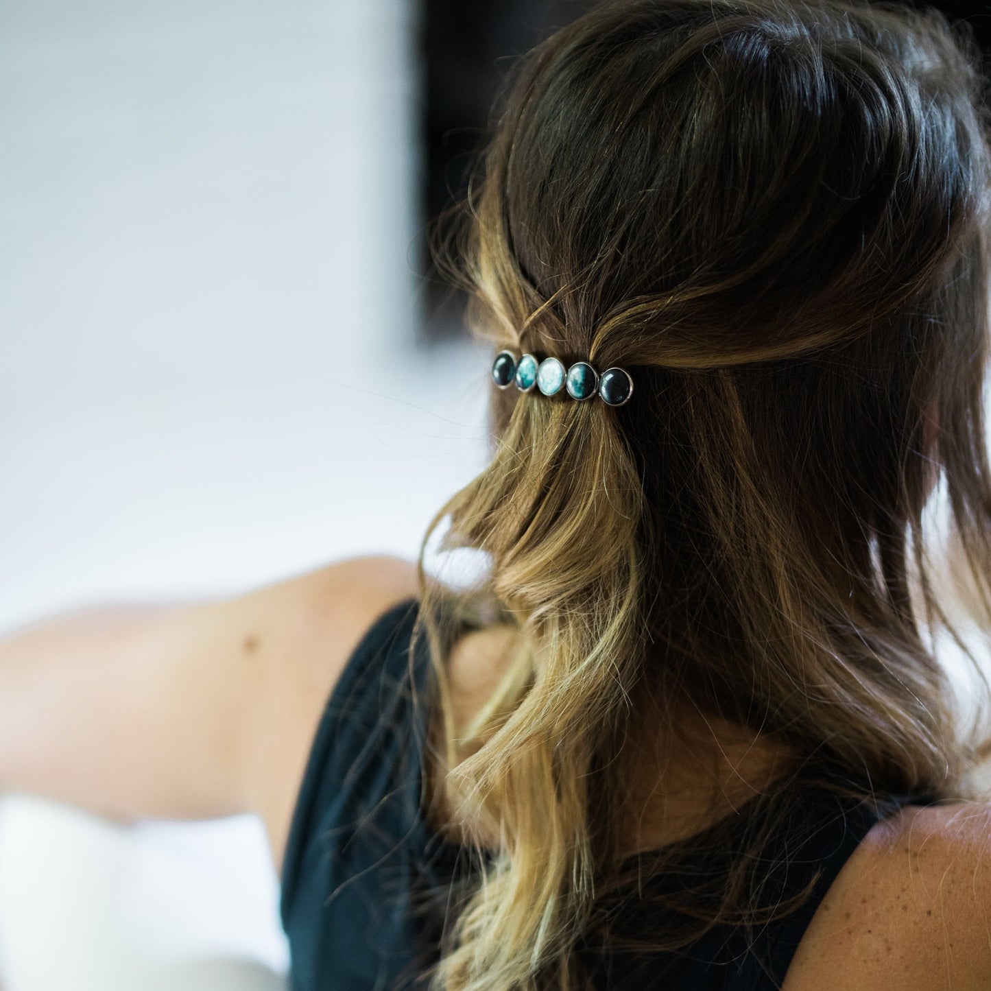 Moon Phase Hair Clip β Celestial Barrette for Stargazers & Bridesmaids