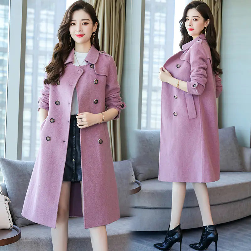 Women's Wool Blend Mid-Length Coat