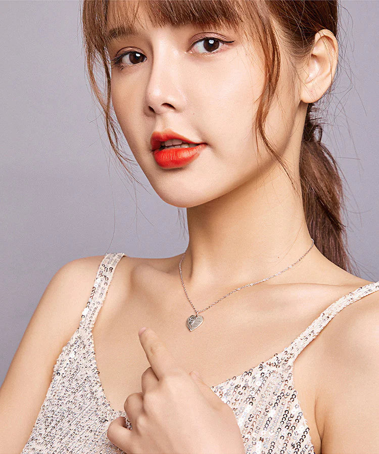 S925 Silver Heart and Wings Necklace for Women