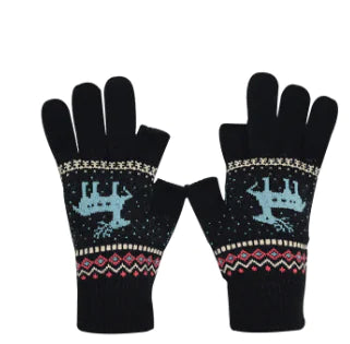 Winter Touchscreen Knitted Gloves for Women (Deer Design)