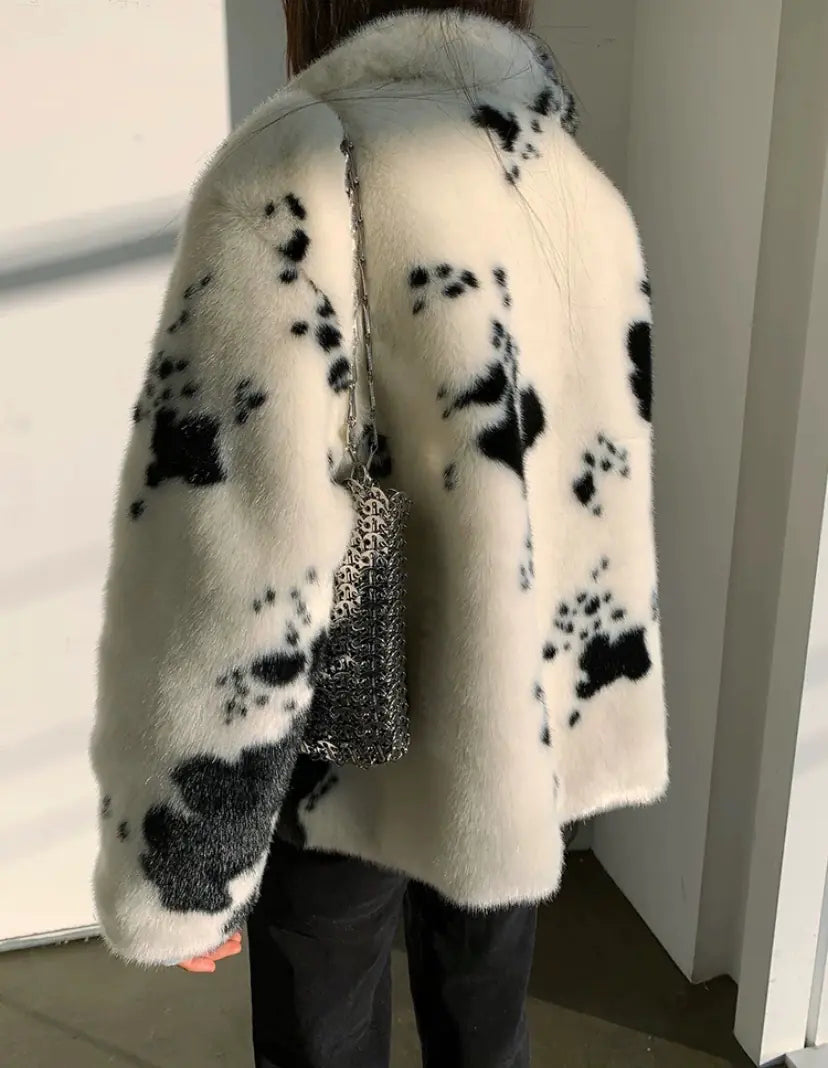 Stylish Cow Collar Short Cotton Jacket for Women