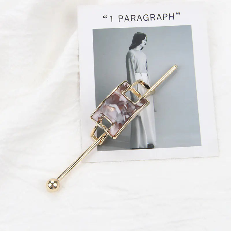 Geometric Alloy Hairpin for Vintage Elegant Style