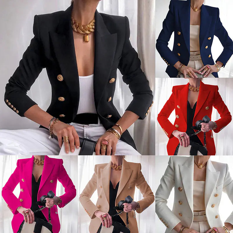 Elegant Double Breasted Slim Fit Ladies Blazer