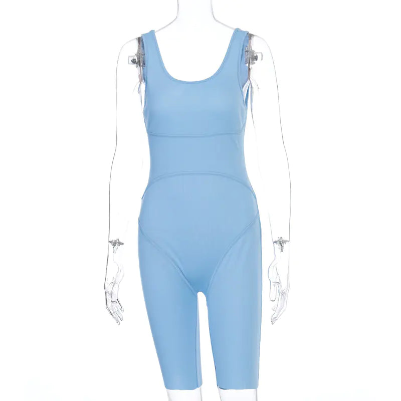 Women's Sleeveless Jumpsuit with Shorts for Fitness