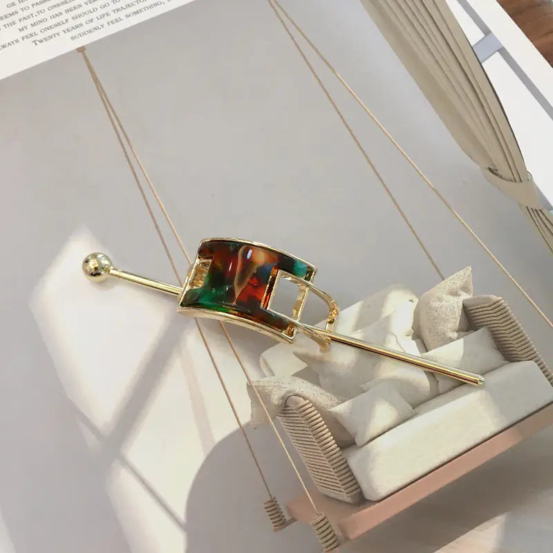 Geometric Alloy Hairpin for Vintage Elegant Style