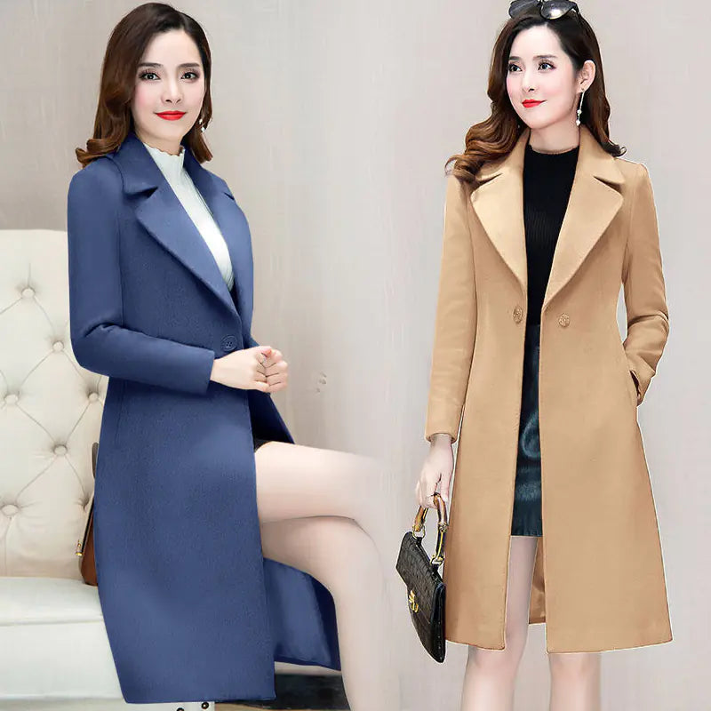 Dragon and Phoenix Wool Coat for Women (Mid-Length)