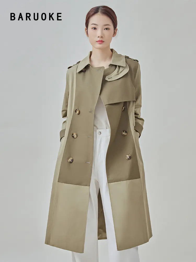 Women's Long Windbreaker Jacket in Contrast Colors