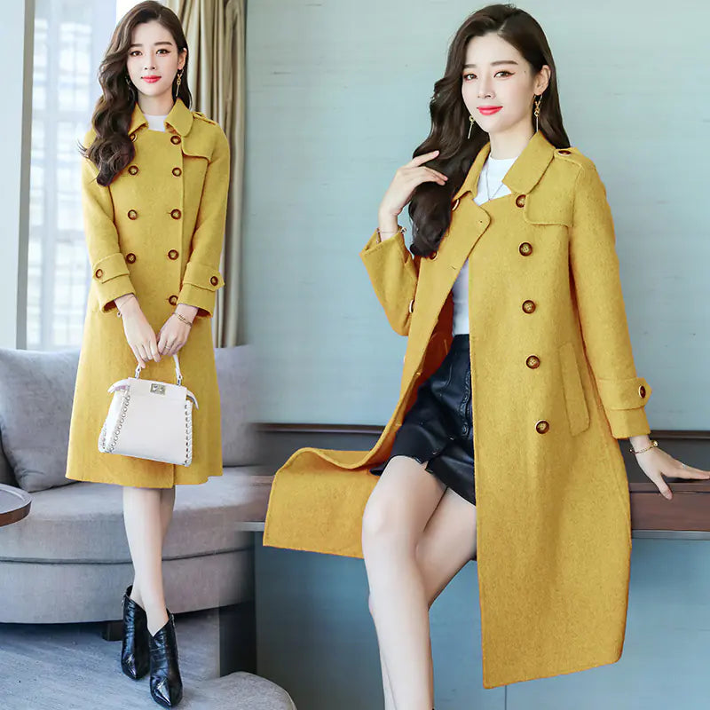 Women's Wool Blend Mid-Length Coat