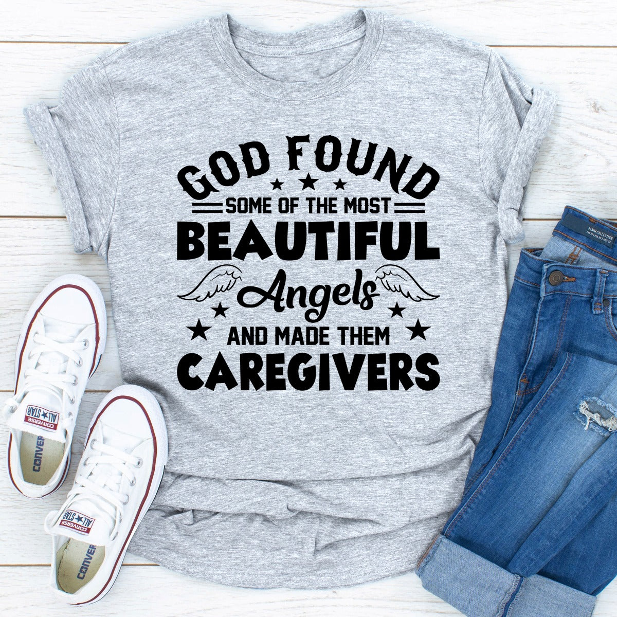God Found Some Of The Most Beautiful Angels And Made Them Caregivers T-Shirt-19
