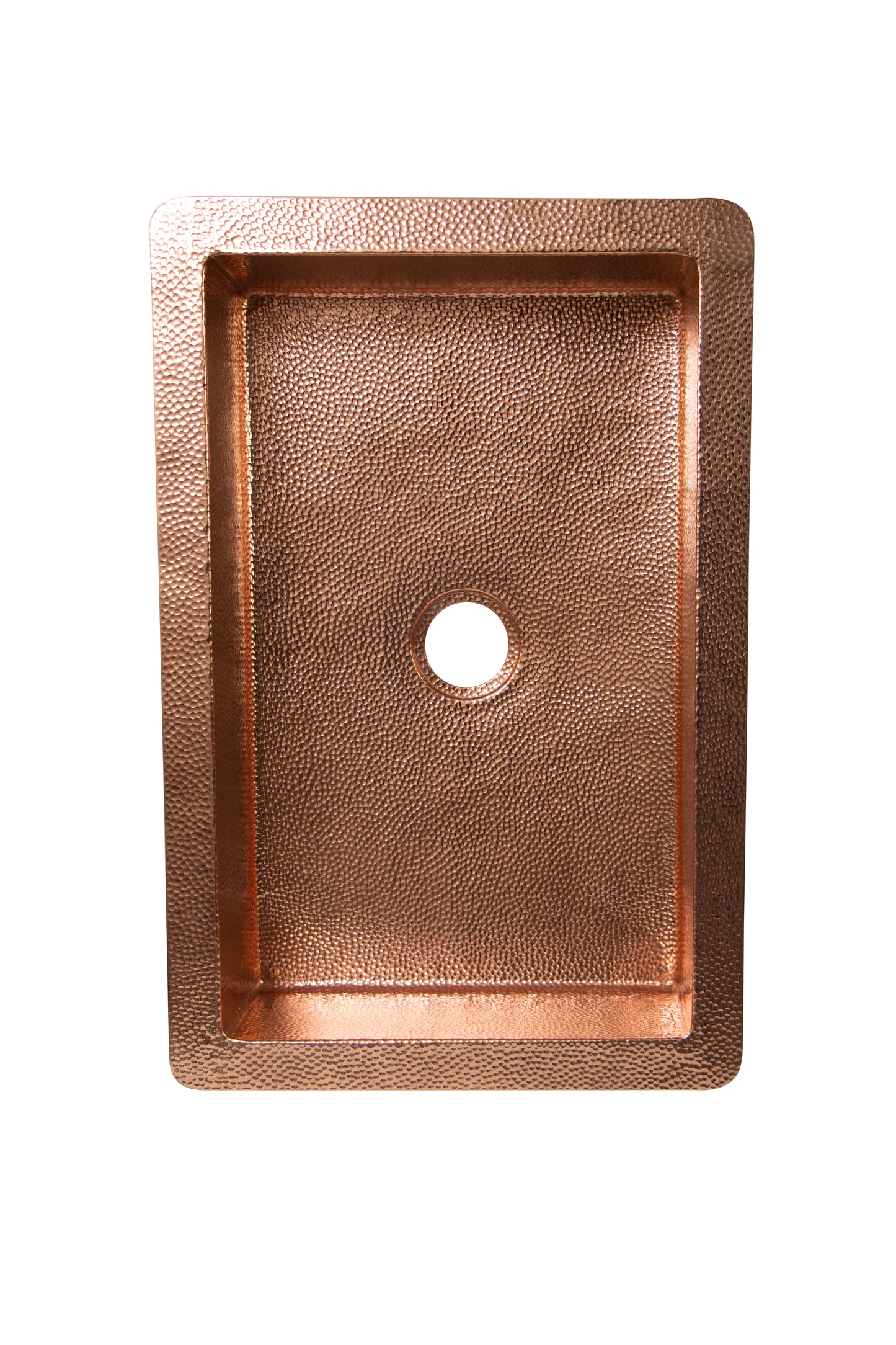 33" Drop-in Hammered Copper Kitchen Sink – Single Well | Shiny Finish | 33x22x9