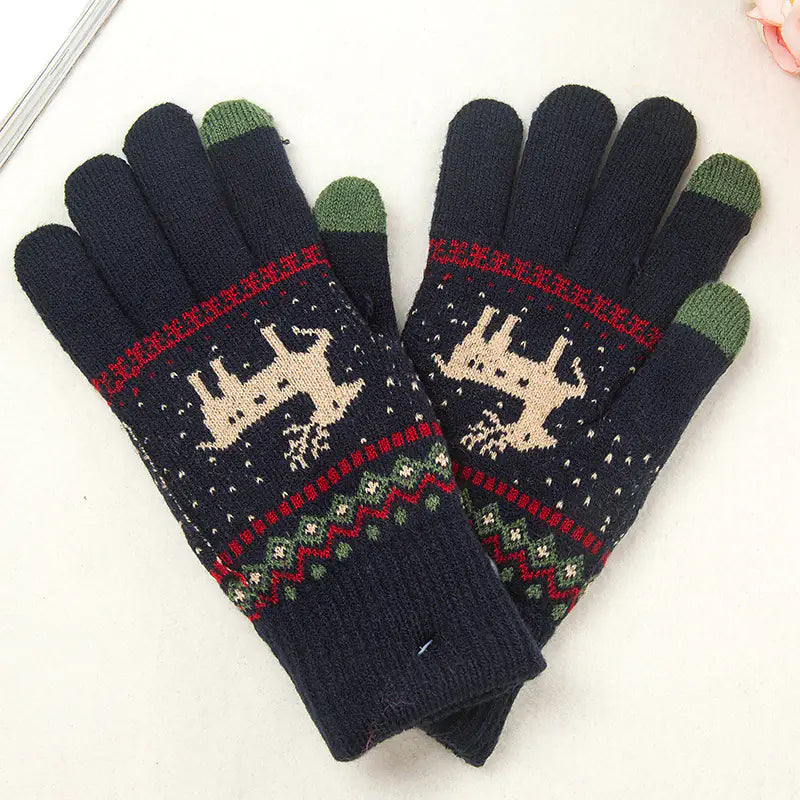 Winter Touchscreen Knitted Gloves for Women (Deer Design)