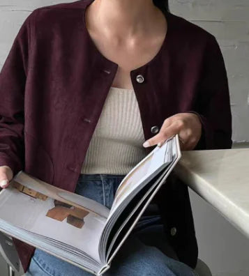 Suede Short Jacket for Plus Size Women, Fashion Fit