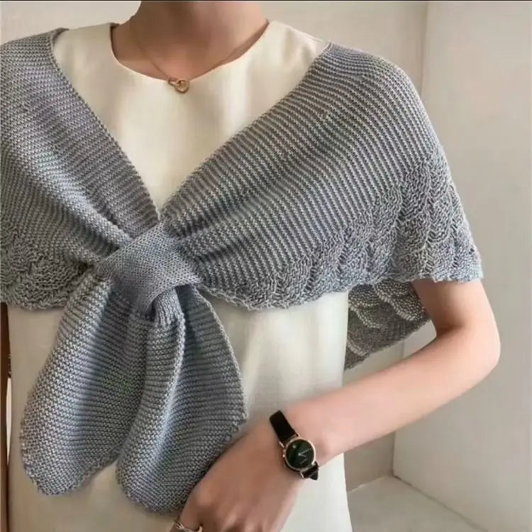 Ladies' Hollow Knit Shawl Cape and Scarf Vest