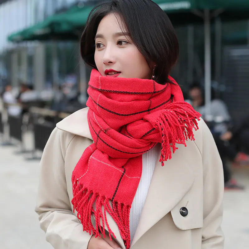 Plaid Scarf for Women - Thick Warm Shawl for Winter